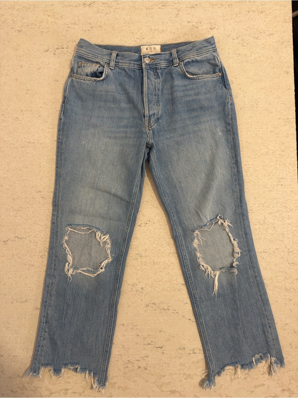 Free People Maggie Straight Distressed Denim Size 28